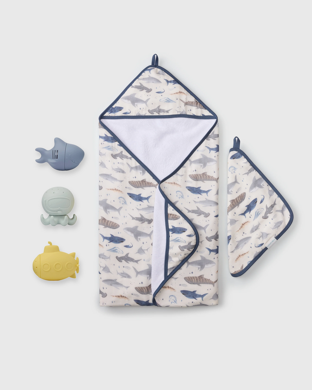 Baby Bath Gift Bundle - Smiley Sharks
