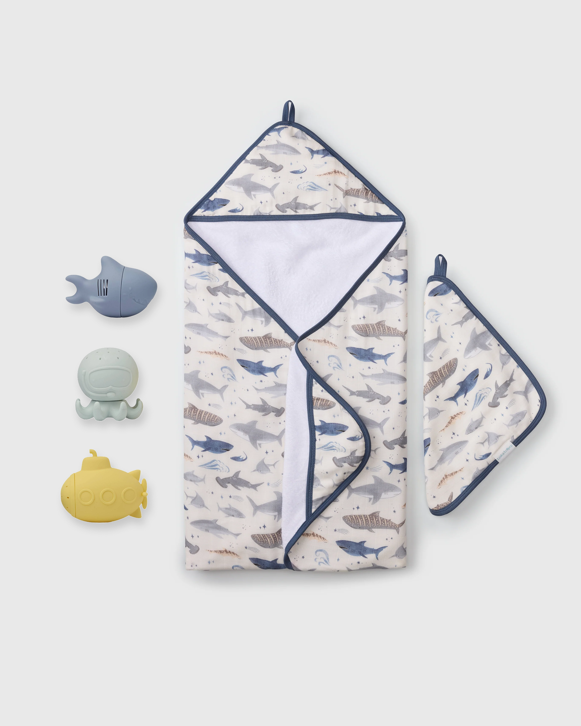 Baby Bath Gift Bundle - Smiley Sharks