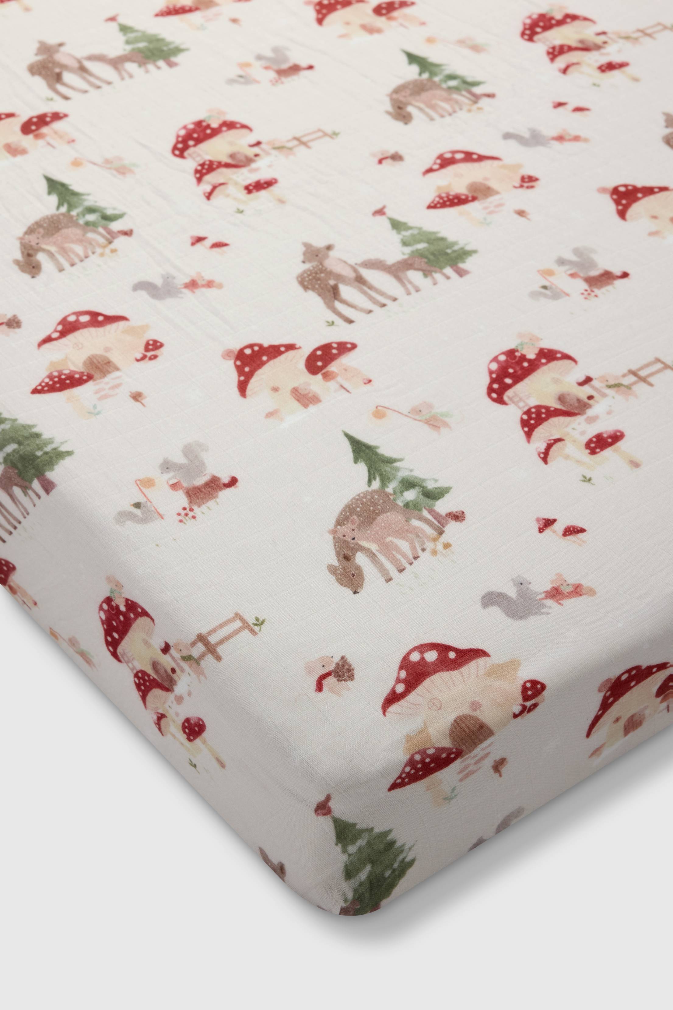 Muslin Fitted Crib Sheet - Forest Families