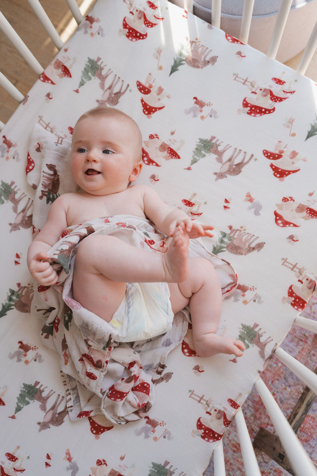 Muslin Fitted Crib Sheet - Forest Families
